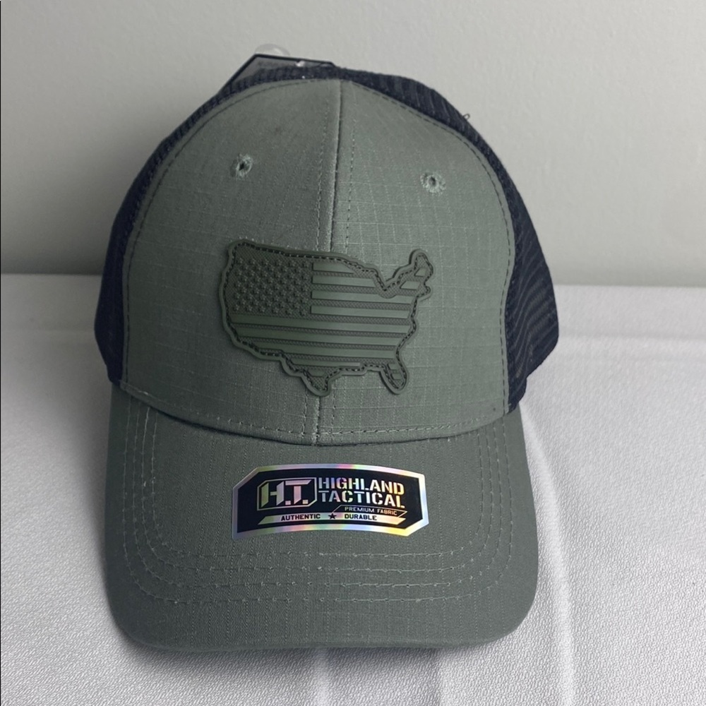 Highland Tactical America trucker mesh men’s snapback olive Green and Black Cap